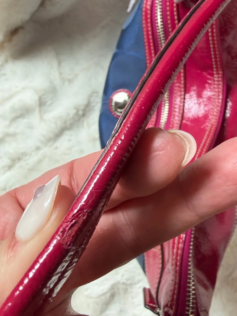 Rare! Y2K Coach Navy Signature Hobo with Pink Leather Trim